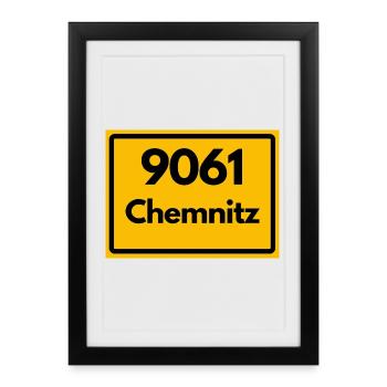 9061 ALTE POSTLEITZAHL PLZ 09111 CHEMNITZ SACHSEN - Gerahmtes Poster (27 × 37 cm) - Schwarz - Vorne