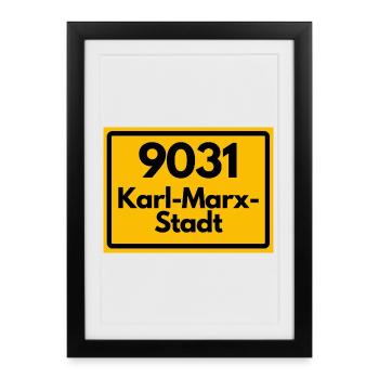 9031 KARL-MARX-STADT OSTALGIE ALTE POSTLEITZAHL - Gerahmtes Poster (27 × 37 cm) - Schwarz - Vorne