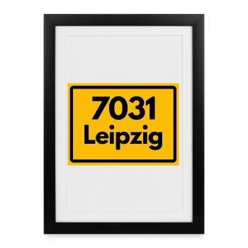 7031 LEIPZIG DDR RETRO HEIMATSTOLZ OSTALGIE - Gerahmtes Poster (27 × 37 cm) - Schwarz - Vorne