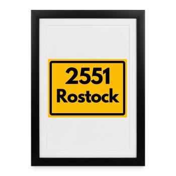 2551 ROSTOCK DDR RETRO HEIMATSTOLZ MECK-POMM - Gerahmtes Poster (27 × 37 cm) - Schwarz - Vorne