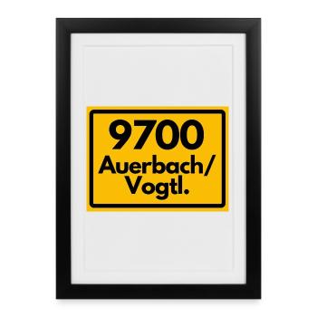 OLD POSTCODE 9700 AUERBACH/VOGTL. SAXONY - Framed poster (27 × 37 cm) - black - Front