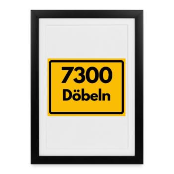 OLD POSTCODE 7300 DÖBELN SAXONY DDR OSTALGIE - Framed poster (27 × 37 cm) - black - Front