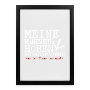 Hühnerflüsterer Huhn Hühnerhalter Hühner - Gerahmtes Poster (27 × 37 cm) - Schwarz - Vorne