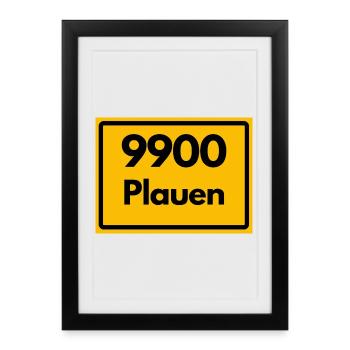 ALTE POSTLEITZAHL PLZ 9900 PLAUEN SACHSEN OSTALGIE - Gerahmtes Poster (27 × 37 cm) - Schwarz - Vorne