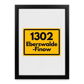 ALTE POSTLEITZAHL 1302 EBERSWALDE-FINOW OSTALGIE - Gerahmtes Poster (27 × 37 cm) - Schwarz - Vorne