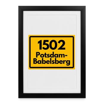 ALTE POSTLEITZAHL 1502 POTSDAM-BABELSBERG OSTALGIE - Gerahmtes Poster (27 × 37 cm) - Schwarz - Vorne