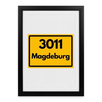 OLD POSTCODE 3011 ZIP 39104 MAGDEBURG SAXONY - Framed poster (27 × 37 cm) - black - Front