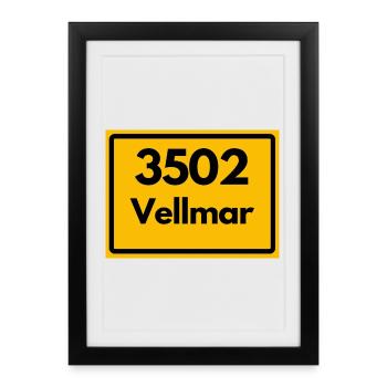 ANCIEN CODE POSTAL 3502 POSTE 34246 VELLMAR HESSEN - Affiche encadrée (27 × 37 cm) - noir - Devant