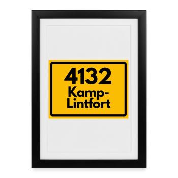 ALTE POSTLEITZAHL 4132 PLZ 47475 KAMP LINTFORT NRW - Gerahmtes Poster (27 × 37 cm) - Schwarz - Vorne