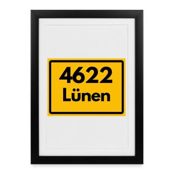 ALTE POSTLEITZAHL 4622 PLZ 44532 LÜNEN NRW - Gerahmtes Poster (27 × 37 cm) - Schwarz - Vorne