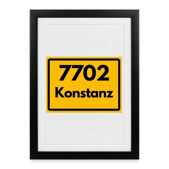 ALTE POSTLEITZAHL 7702 PLZ 78462 KONSTANZ BAWÜ - Gerahmtes Poster (27 × 37 cm) - Schwarz - Vorne