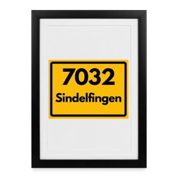 ALTE POSTLEITZAHL 7032 PLZ 71063 SINDELFINGEN BAWÜ - Gerahmtes Poster (27 × 37 cm) - Schwarz - Vorne