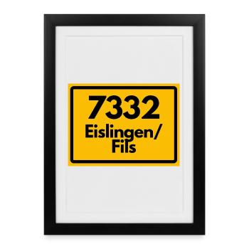 ANCIEN CODE POSTAL 7332 ZIP 73054 EISLINGEN FILS - Affiche encadrée (27 × 37 cm) - noir - Devant