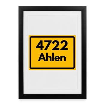 ALTE POSTLEITZAHL 4722 PLZ 59227 AHLEN NRW - Gerahmtes Poster (27 × 37 cm) - Schwarz - Vorne
