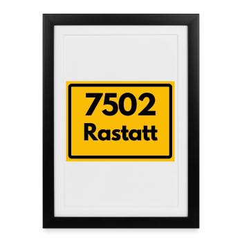ANCIEN CODE POSTAL 7502 ZIP 76437 RASTATT BAWÜ - Affiche encadrée (27 × 37 cm) - noir - Devant