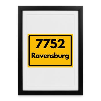 ANCIEN CODE POSTAL 7752 ZIP 88212 RAVENSBURG BAWÜ - Affiche encadrée (27 × 37 cm) - noir - Devant