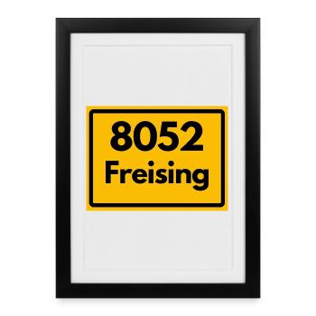ALTE POSTLEITZAHL 8052 PLZ 85354 FREISING BAYERN - Gerahmtes Poster (27 × 37 cm) - Schwarz - Vorne