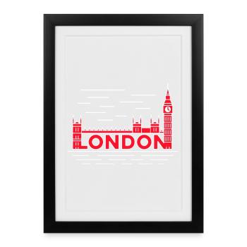 London Skyline Bold Red - Affiche encadrée (27 × 37 cm) - noir - Devant