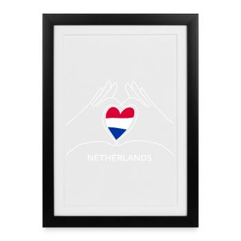 Netherlands Heart with NL Flag Holland Fan - Framed poster (27 × 37 cm) - black - Front