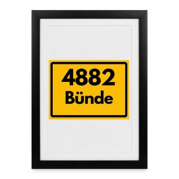 ALTE POSTLEITZAHL 4882 PLZ 32257 BÜNDE NRW OWL - Gerahmtes Poster (27 × 37 cm) - Schwarz - Vorne