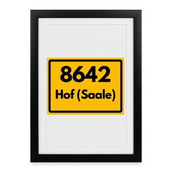 OLD POSTCODE 8642 ZIP 95028 HOF SAALE BAVARIA - Framed poster (27 × 37 cm) - black - Front