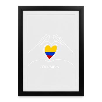 Colombia Fan Heart with Colombian Flag - Framed poster (27 × 37 cm) - black - Front