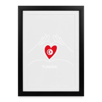 Cœur de supporter tunisien en drapeau tunisien - Affiche encadrée (27 × 37 cm) - noir - Devant