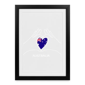 Australia Heart with Australian Flag Australia - Framed poster (27 × 37 cm) - black - Front