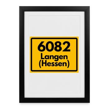 ANCIEN CODE POSTAL 6082 POSTE 63225 LANGEN HESSEN - Affiche encadrée (27 × 37 cm) - noir - Devant
