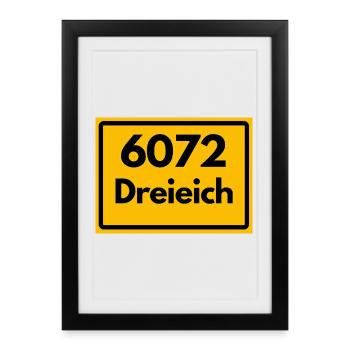 OLD POSTCODE 6072 ZIP 63303 DREIEICH HESSEN - Framed poster (27 × 37 cm) - black - Front