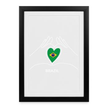 Brazil Fan Heart with Brazilian Flag - Framed poster (27 × 37 cm) - black - Front