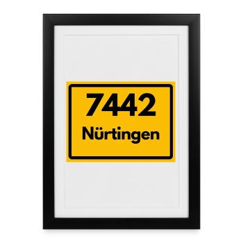 ALTE POSTLEITZAHL 7442 PLZ 72622 NÜRTINGEN BAWÜ - Gerahmtes Poster (27 × 37 cm) - Schwarz - Vorne