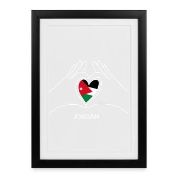 Cœur de fan de Jordan dans le rôle du drapeau jordanien - Affiche encadrée (27 × 37 cm) - noir - Devant