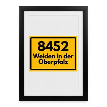 ALTE POSTLEITZAHL 8452 PLZ WEIDEN IN DER OBERPFALZ - Gerahmtes Poster (27 × 37 cm) - Schwarz - Vorne