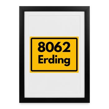 ALTE POSTLEITZAHL 8062 PLZ 85435 ERDING BAYERN - Gerahmtes Poster (27 × 37 cm) - Schwarz - Vorne