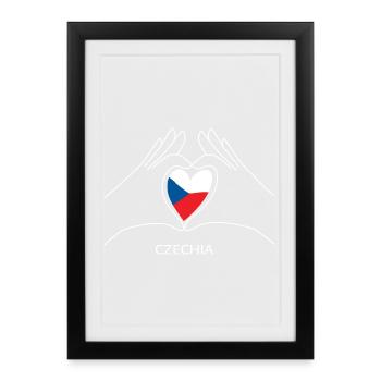 Czech Republic Fan Heart with Czech Flag - Framed poster (27 × 37 cm) - black - Front