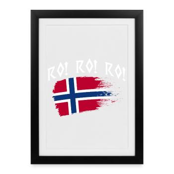 Norvège des fjords Norge Navire scandinave ro-viking - Affiche encadrée (27 × 37 cm) - noir - Devant