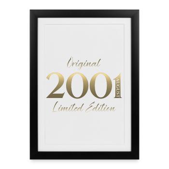 25th Birthday Gift Original August 2001 - Framed poster (27 × 37 cm) - black - Front