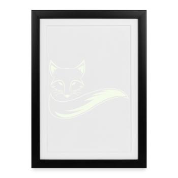 Silhouette de renard avec queue - Affiche encadrée (27 × 37 cm) - noir - Devant