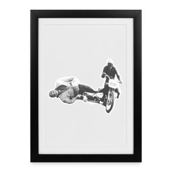 Vintage Sidecar Dare on Retro Bike - Framed poster (27 × 37 cm) - black - Front