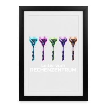 Rechenzentrum Retro Vintage Rechen & Besen Leiter - Gerahmtes Poster (27 × 37 cm) - Schwarz - Vorne