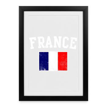 Tricolour France Flag Emblem - Framed poster (27 × 37 cm) - black - Front