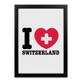 Schweiz - Gerahmtes Poster (27 × 37 cm) - Schwarz - Vorne