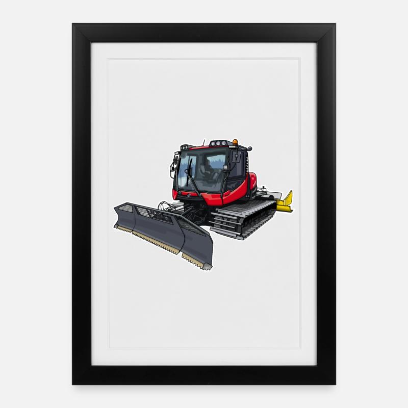 Pistenraupe rot - Gerahmtes Poster (27 × 37 cm) - Schwarz