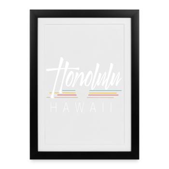 Honolulu Hawaii - Affiche encadrée (27 × 37 cm) - noir - Devant
