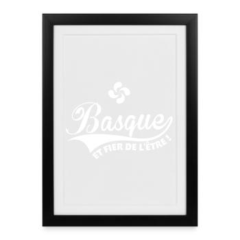 Basque et fier de l'être avec croix Basque Lauburu - Affiche encadrée (27 × 37 cm) - noir - Devant