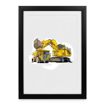 Mega machines on the construction site - Framed poster (27 × 37 cm) - black - Front