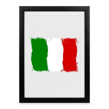 Italie Drapeau italien Drapeau Cadeau - Affiche encadrée (27 × 37 cm) - noir - Devant