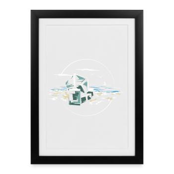 Chaise de plage Mer Baltique Symbole de la mer de sable - Affiche encadrée (27 × 37 cm) - noir - Devant