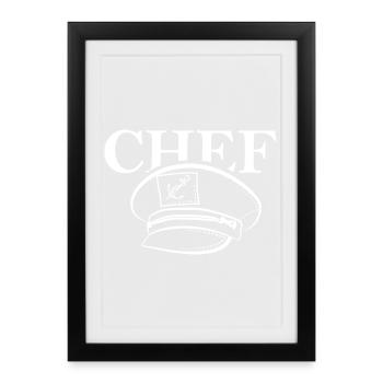 Chef Boat Cap Icon Illustration Anchor Icon - Affiche encadrée (27 × 37 cm) - noir - Devant